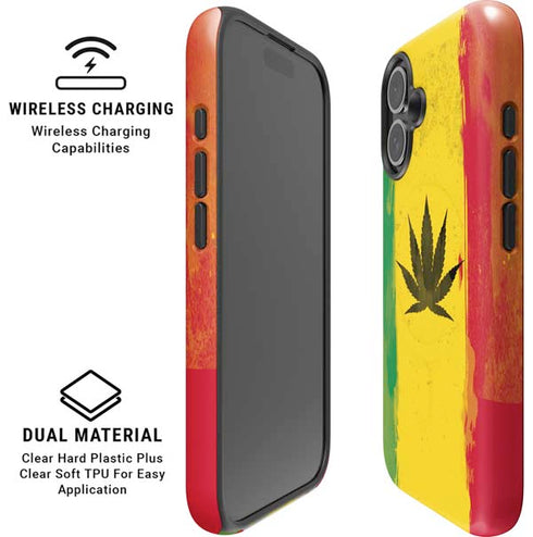 Marijuana Rasta Distressed iPhone 16 Magsafe Impact Case