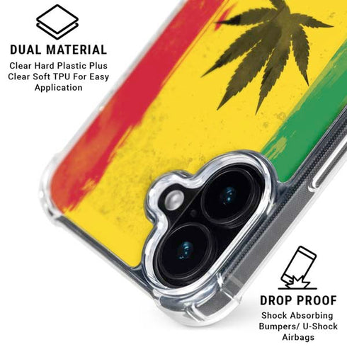 Marijuana Rasta Distressed iPhone 16 Plus Clear Case