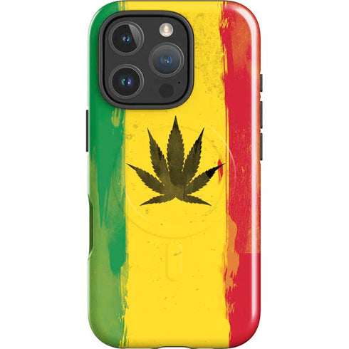 Marijuana Rasta Distressed iPhone 16 Pro Max Magsafe Impact Case
