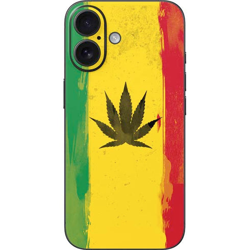 Marijuana Rasta Distressed iPhone 16 Skin