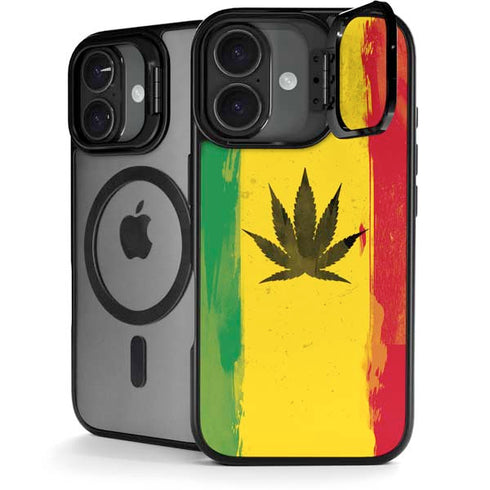 Marijuana Rasta Distressed iPhone 17 Kickstand Case