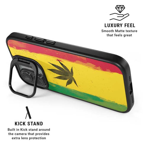 Marijuana Rasta Distressed iPhone 17 Kickstand Case