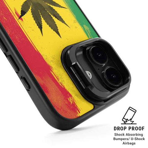 Marijuana Rasta Distressed iPhone 17 Kickstand Case