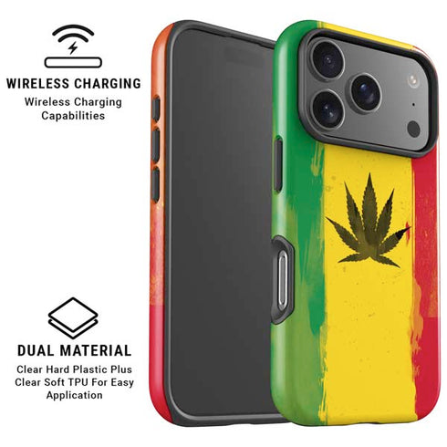 Marijuana Rasta Distressed iPhone 17 Pro Magsafe Impact Case