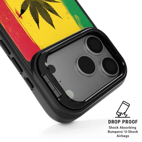 Marijuana Rasta Distressed iPhone 17 Pro Max Kickstand Case