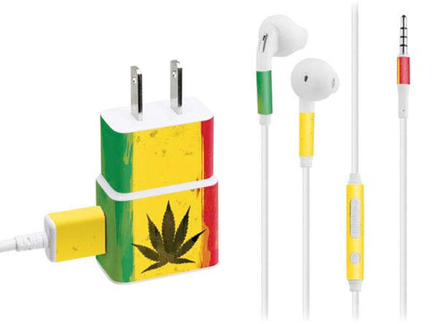 Marijuana Rasta Distressed Phone Charger Skin
