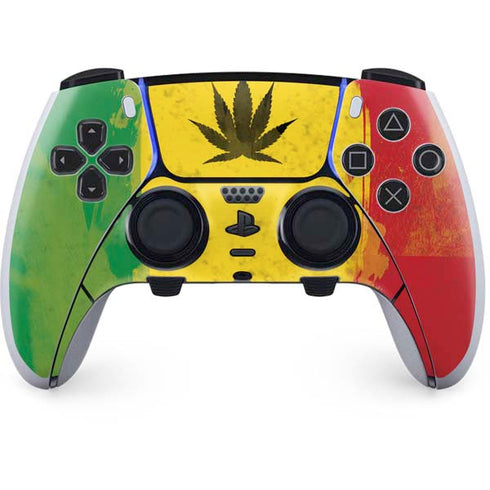 Marijuana Rasta Distressed PS5 DualSense Edge Pro Controller Skin