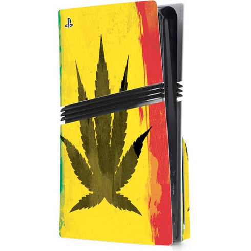 Marijuana Rasta Distressed PS5 Pro Disk Console Skin