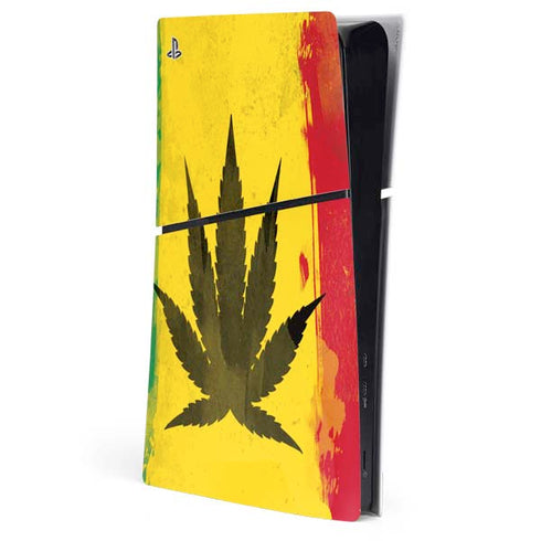 Marijuana Rasta Distressed PS5 Slim Digital Edition Console Skin