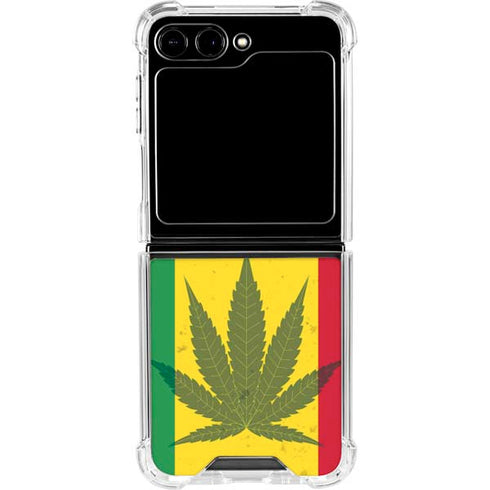 Marijuana Rasta Flag Galaxy Z Flip6 Clear Case