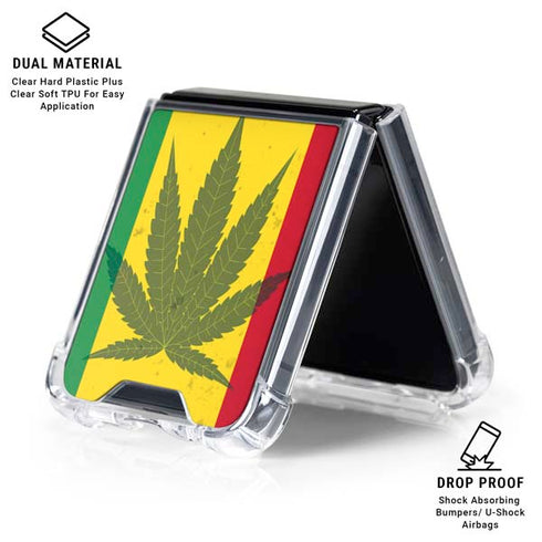 Marijuana Rasta Flag Galaxy Z Flip6 Clear Case