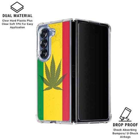 Marijuana Rasta Flag Galaxy Z Fold6 Clear Case