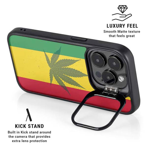 Marijuana Rasta Flag iPhone 15 Pro Max Kickstand Case