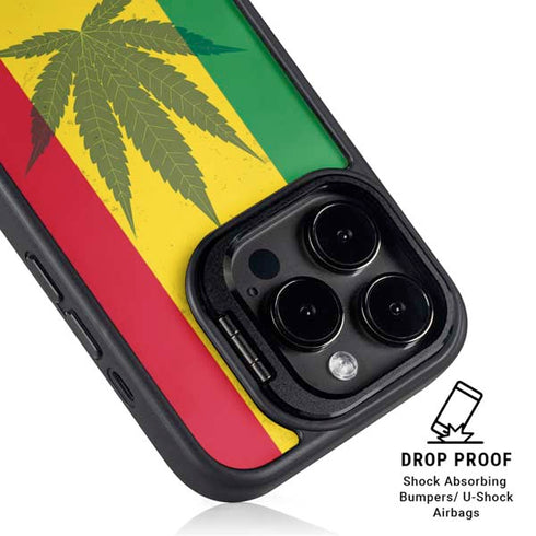 Marijuana Rasta Flag iPhone 15 Pro Max Kickstand Case