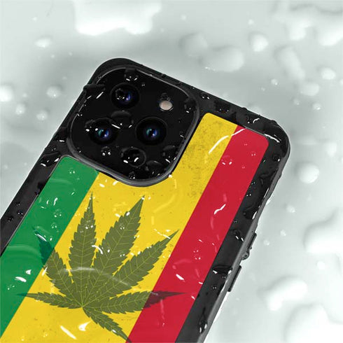 Marijuana Rasta Flag iPhone 15 Pro Waterproof Case
