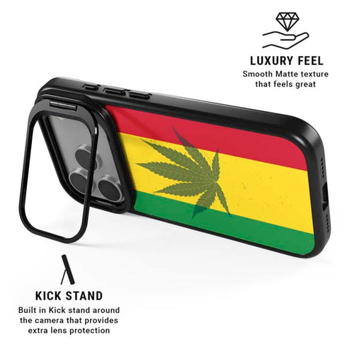 Marijuana Rasta Flag iPhone 17 Pro Kickstand Case