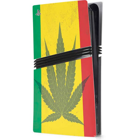 Marijuana Rasta Flag PS5 Pro Console Skin