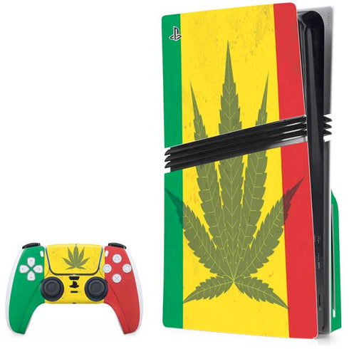 Marijuana Rasta Flag PS5 Pro Disk Bundle Skin