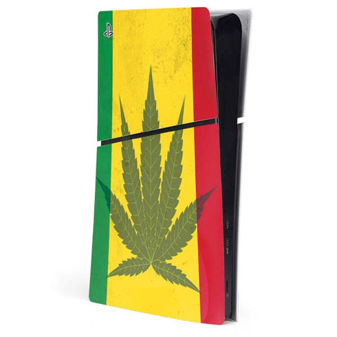Marijuana Rasta Flag PS5 Slim Digital Edition Console Skin