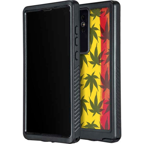 Marijuana Rasta Pattern Galaxy S24 Ultra Waterproof Case