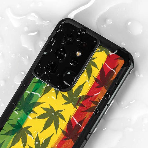 Marijuana Rasta Pattern Galaxy S24 Ultra Waterproof Case