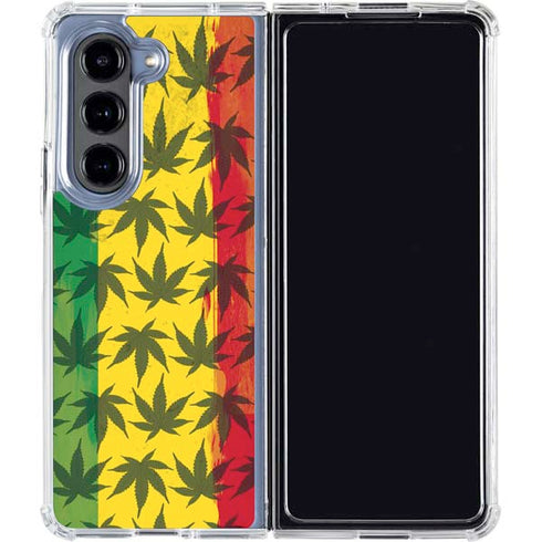 Marijuana Rasta Pattern Galaxy Z Fold5 5G Clear Case