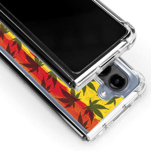 Marijuana Rasta Pattern Galaxy Z Fold5 5G Clear Case