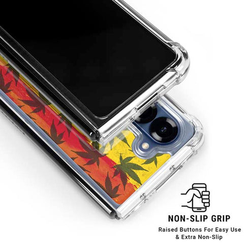 Marijuana Rasta Pattern Galaxy Z Fold6 Clear Case