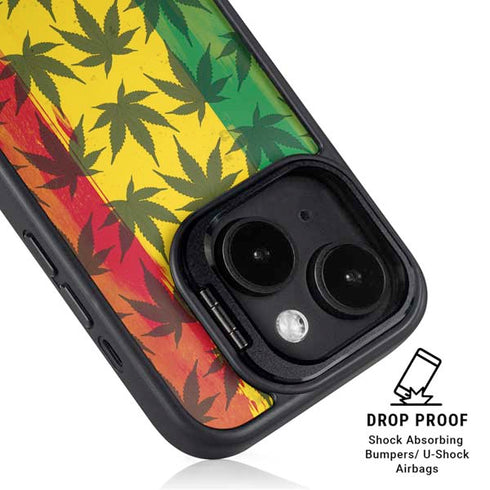 Marijuana Rasta Pattern iPhone 14 Kickstand Case