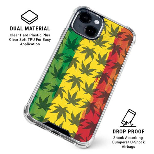 Marijuana Rasta Pattern iPhone 15 Clear Case