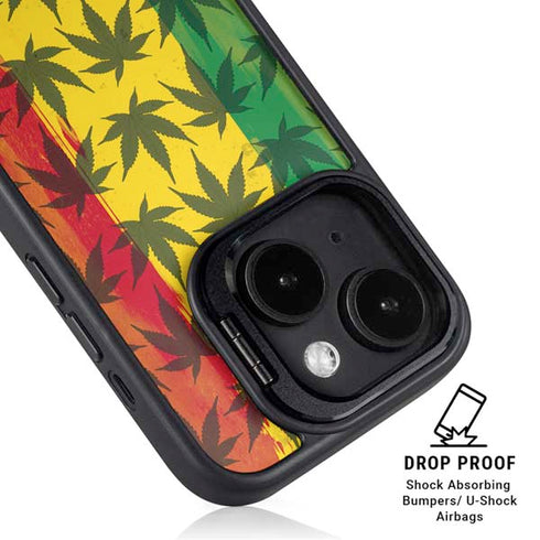 Marijuana Rasta Pattern iPhone 15 Kickstand Case