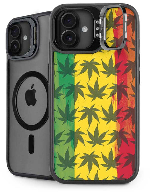 Marijuana Rasta Pattern iPhone 16 Plus Kickstand Case