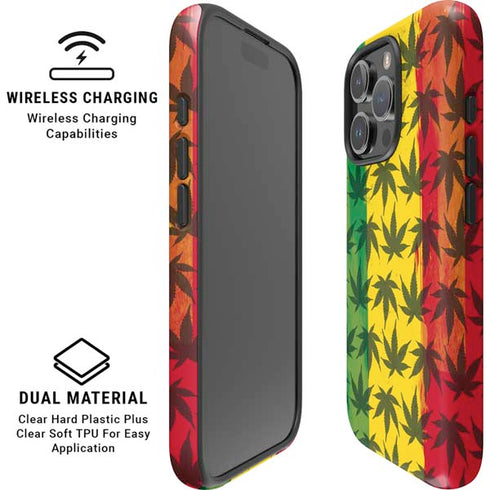 Marijuana Rasta Pattern iPhone 16 Pro Max Magsafe Impact Case