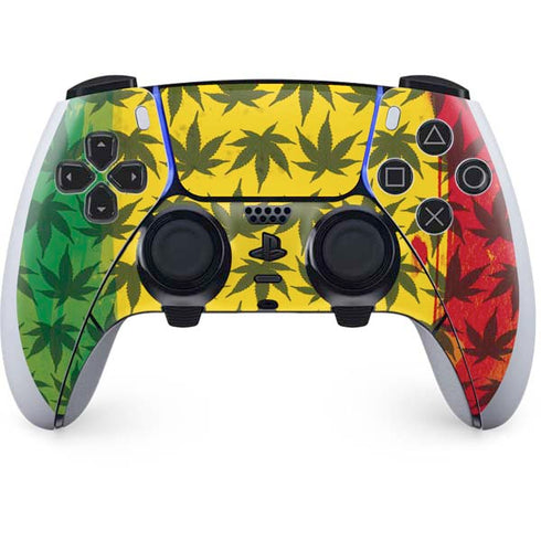 Marijuana Rasta Pattern PS5 DualSense Edge Pro Controller Skin