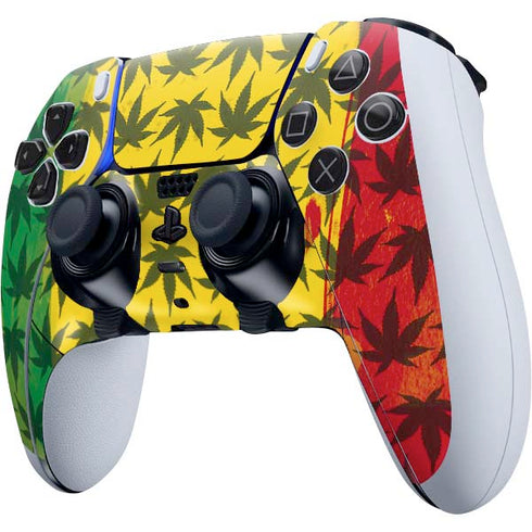 Marijuana Rasta Pattern PS5 DualSense Edge Pro Controller Skin