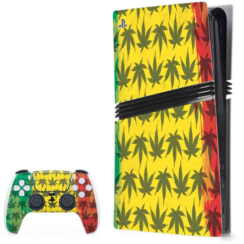 Marijuana Rasta Pattern PS5 Pro Bundle Skin