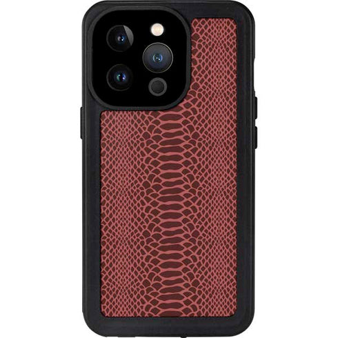 Marsala Snake Skin iPhone 15 Pro Waterproof Case