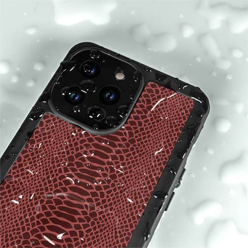 Marsala Snake Skin iPhone 15 Pro Waterproof Case