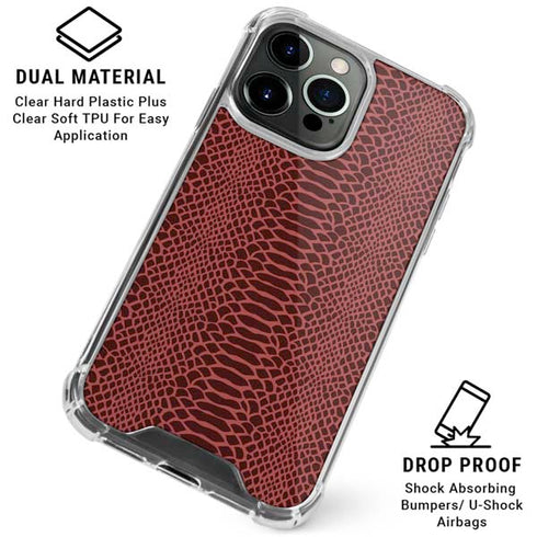 Marsala Snake Skin iPhone 16 Pro Clear Case