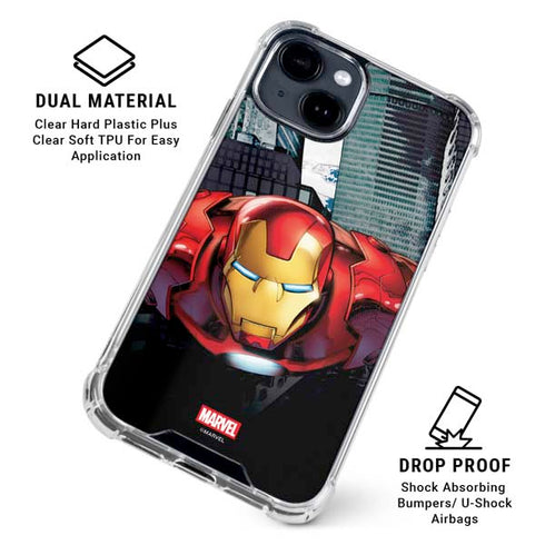 Marvel Avengers Assemble Iron Man iPhone 14 Plus Clear Case