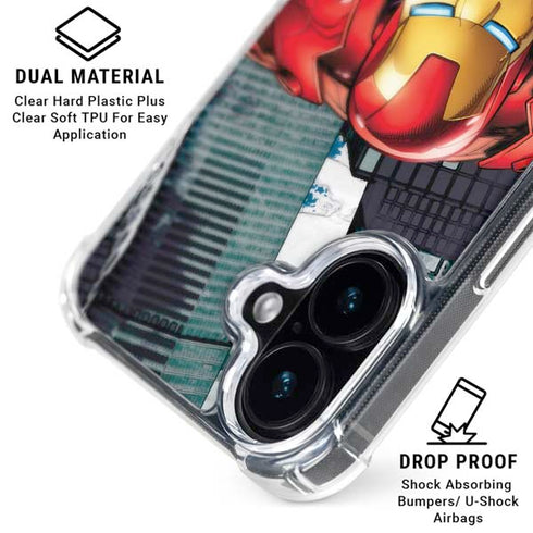 Marvel Avengers Assemble Iron Man iPhone 16 Clear Case