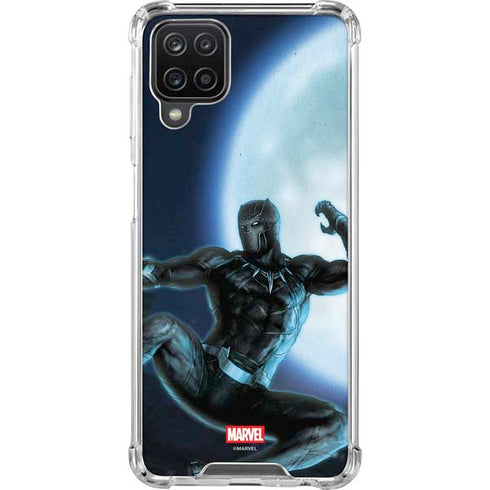 Marvel Black Panther Jumping Through Air Galaxy A12 Clear Case