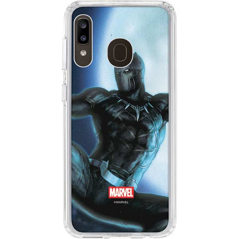 Marvel Black Panther Jumping Through Air Galaxy A20 Clear Case