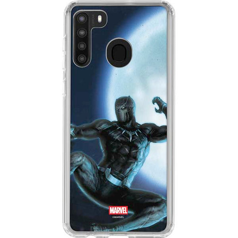 Marvel Black Panther Jumping Through Air Galaxy A21 Clear Case