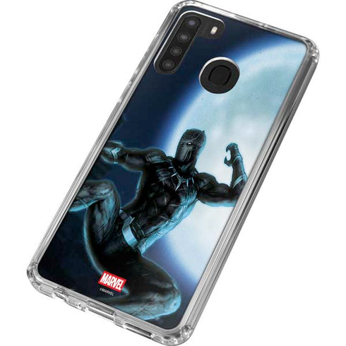 Marvel Black Panther Jumping Through Air Galaxy A21 Clear Case