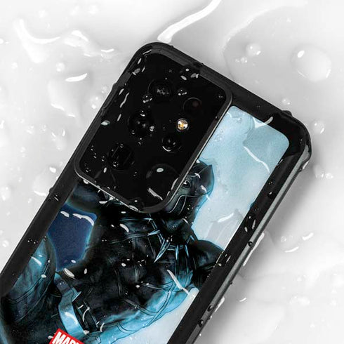 Marvel Black Panther Jumping Through Air Galaxy S24 Ultra Waterproof Case