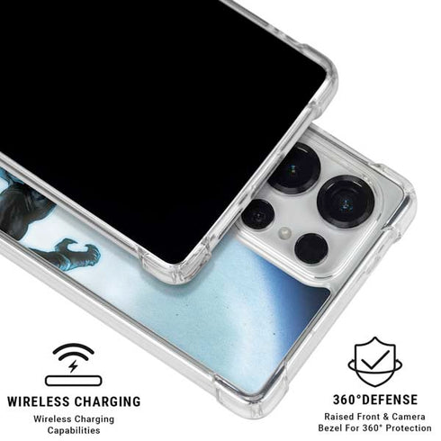 Marvel Black Panther Jumping Through Air Galaxy S25 Ultra Clear Case