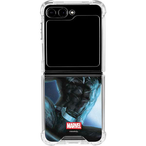 Marvel Black Panther Jumping Through Air Galaxy Z Flip6 Clear Case