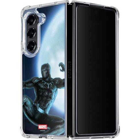 Marvel Black Panther Jumping Through Air Galaxy Z Fold5 5G Clear Case