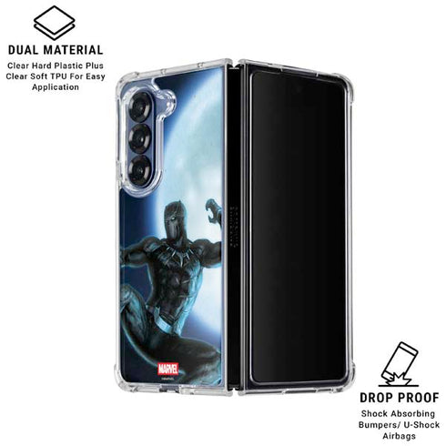 Marvel Black Panther Jumping Through Air Galaxy Z Fold6 Clear Case